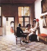 Cardplayers in a Sunlit Room (mk25 Pieter de Hooch